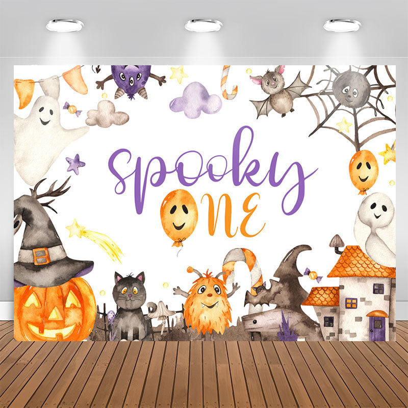 Lofaris Pumpkin Spooky Cute Halloween 1st Birthday Backdrop