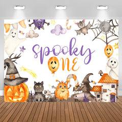 Lofaris Pumpkin Spooky Cute Halloween 1st Birthday Backdrop
