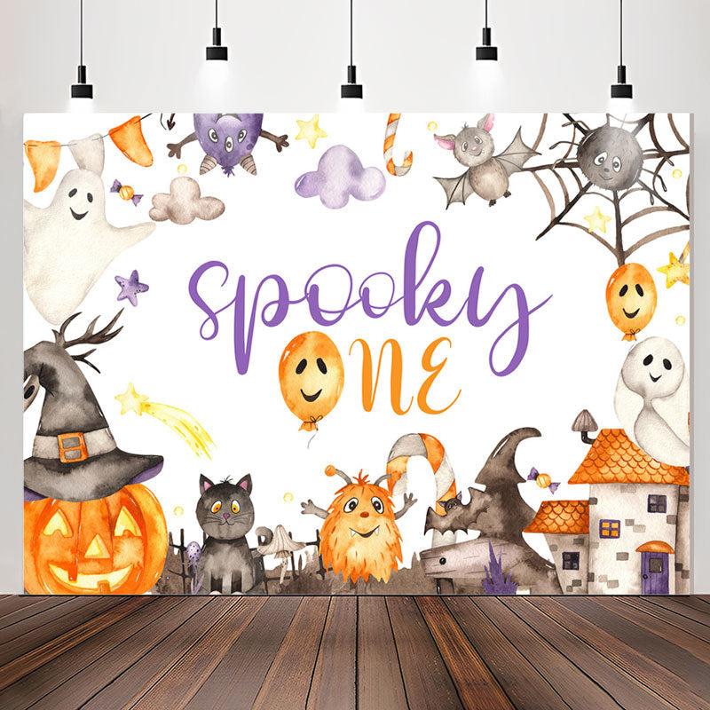 Lofaris Pumpkin Spooky Cute Halloween 1st Birthday Backdrop