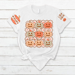 Lofaris Pumpkins Flowers Custom Grandma and Kids T - Shirt