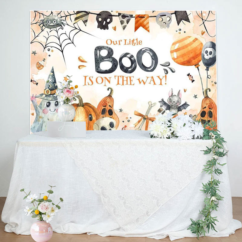 Lofaris Pumpkins Little Boo Halloween Baby Shower Backdrop