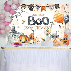 Lofaris Pumpkins Little Boo Halloween Baby Shower Backdrop