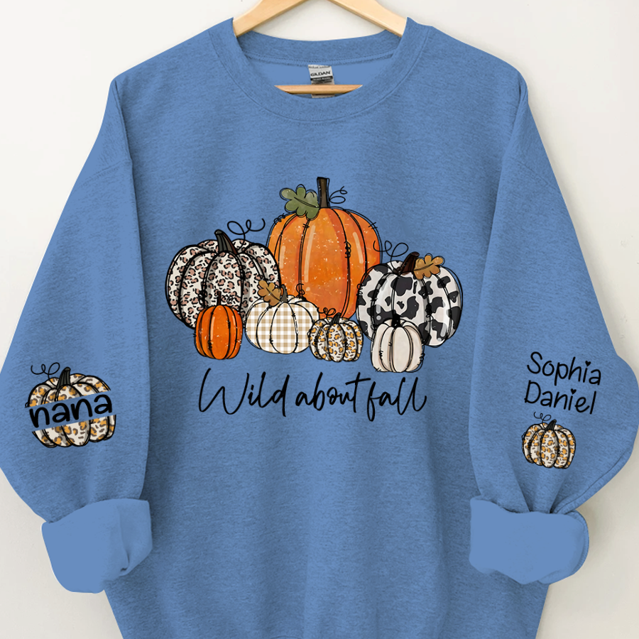 Lofaris Pumpkins Wild About Fall Customized Name Sweatshirt