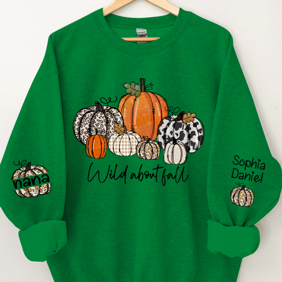 Lofaris Pumpkins Wild About Fall Customized Name Sweatshirt