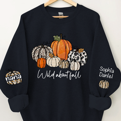 Lofaris Pumpkins Wild About Fall Customized Name Sweatshirt