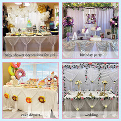 Lofaris Pure White Color Cross Tulle Banquet Table Skirt