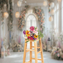 Lofaris Pure White Room Floral Dim Light Wedding Backdrop