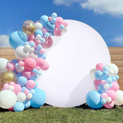 Lofaris Pure White Simple Happy Birthday Round Backdrop For Party