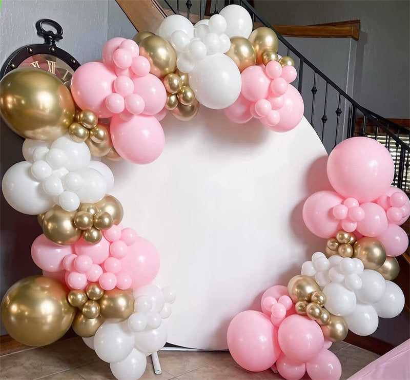 Lofaris Pure White Simple Happy Birthday Round Backdrop For Party