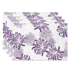 Lofaris Purple Abstract Floral Seamless Set Of 4 Placemats