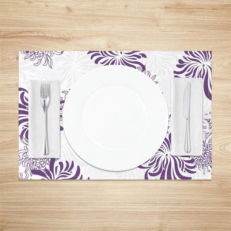 Lofaris Purple Abstract Floral Seamless Set Of 4 Placemats
