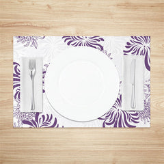 Lofaris Purple Abstract Floral Seamless Set Of 4 Placemats