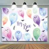 Lofaris Purple Bat Hey Boo Halloween Baby Shower Backdrop