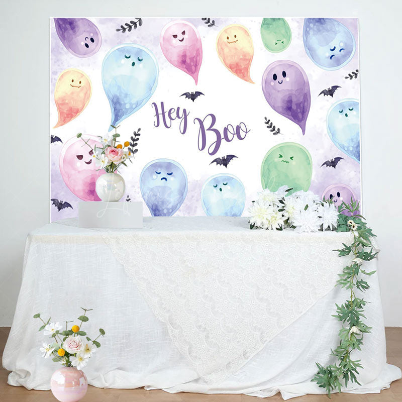 Lofaris Purple Bat Hey Boo Halloween Baby Shower Backdrop