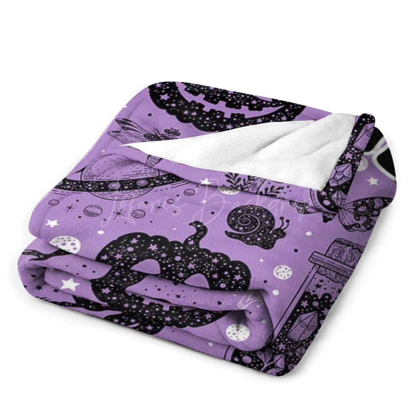 Lofaris Purple Black Halloween Spooky Custom Text Blanket
