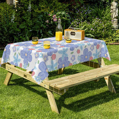 Lofaris Purple Blue Flowers Dining Room Square Tablecloth