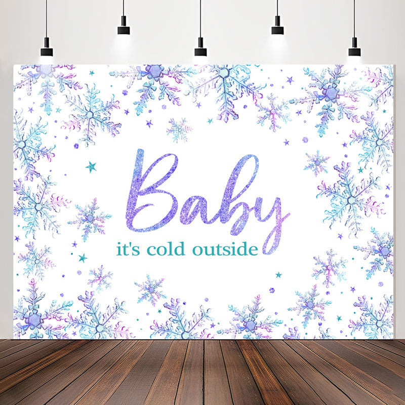 Lofaris Purple Blue Gradient Snowflake Baby Shower Backdrop