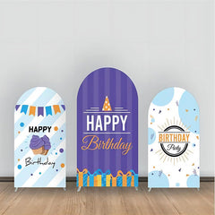 Lofaris Purple Blue Stripes Cake Birthday Arch Backdrop Kit