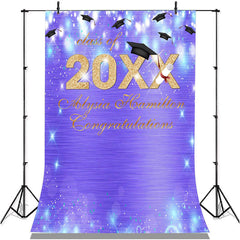 Lofaris Purple Bokeh Glitter Gold Class Of 2022 Grad Backdrop