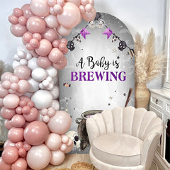 Lofaris Purple Brewing Halloween Baby Shower Arch Backdrop