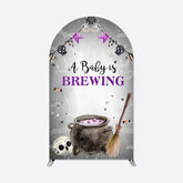 Lofaris Purple Brewing Halloween Baby Shower Arch Backdrop