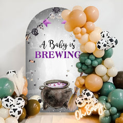 Lofaris Purple Brewing Halloween Baby Shower Arch Backdrop