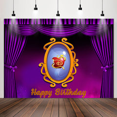 Lofaris Purple Curtain Magic Mirror Apple Birthday Backdrop