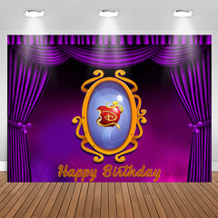 Lofaris Purple Curtain Magic Mirror Apple Birthday Backdrop