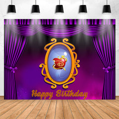 Lofaris Purple Curtain Magic Mirror Apple Birthday Backdrop
