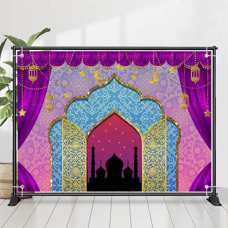 Lofaris Purple Curtain Mandala Door Palace Ramadan Backdrop