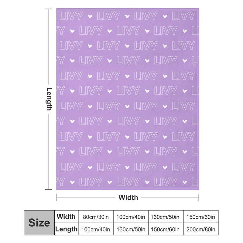 Lofaris Purple Customized Name Heart Repeat Gify Blanket