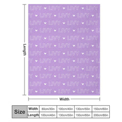 Lofaris Purple Customized Name Heart Repeat Gify Blanket