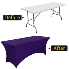Lofaris Purple Fitted Spandex Rectangle Banquet Table Cover