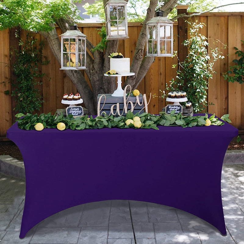 Lofaris Purple Fitted Spandex Rectangle Banquet Table Cover