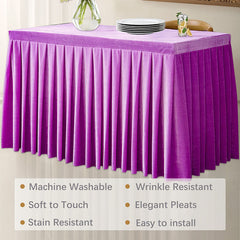 Lofaris Purple Fitted Velvet Rectangle Table Skirts Cover