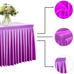 Lofaris Purple Fitted Velvet Rectangle Table Skirts Cover