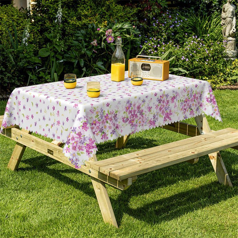 Lofaris Purple Floral Botanical Pattern Rectangle Tablecloth