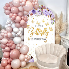 Lofaris Purple Floral Butterfly Baby Shower Chiara Arch Backdrop