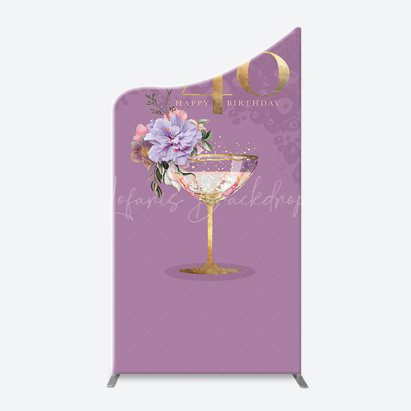 Lofaris Purple Floral Goblet Arch 40th Birthday Backdrop