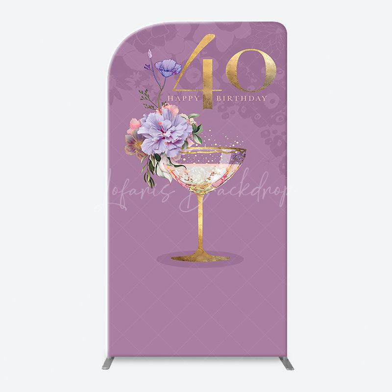 Lofaris Purple Floral Goblet Arch 40th Birthday Backdrop