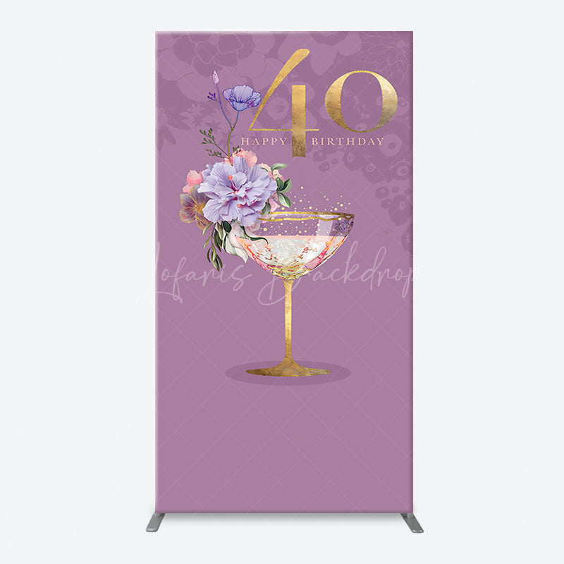 Lofaris Purple Floral Goblet Arch 40th Birthday Backdrop