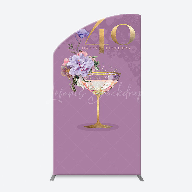 Lofaris Purple Floral Goblet Arch 40th Birthday Backdrop