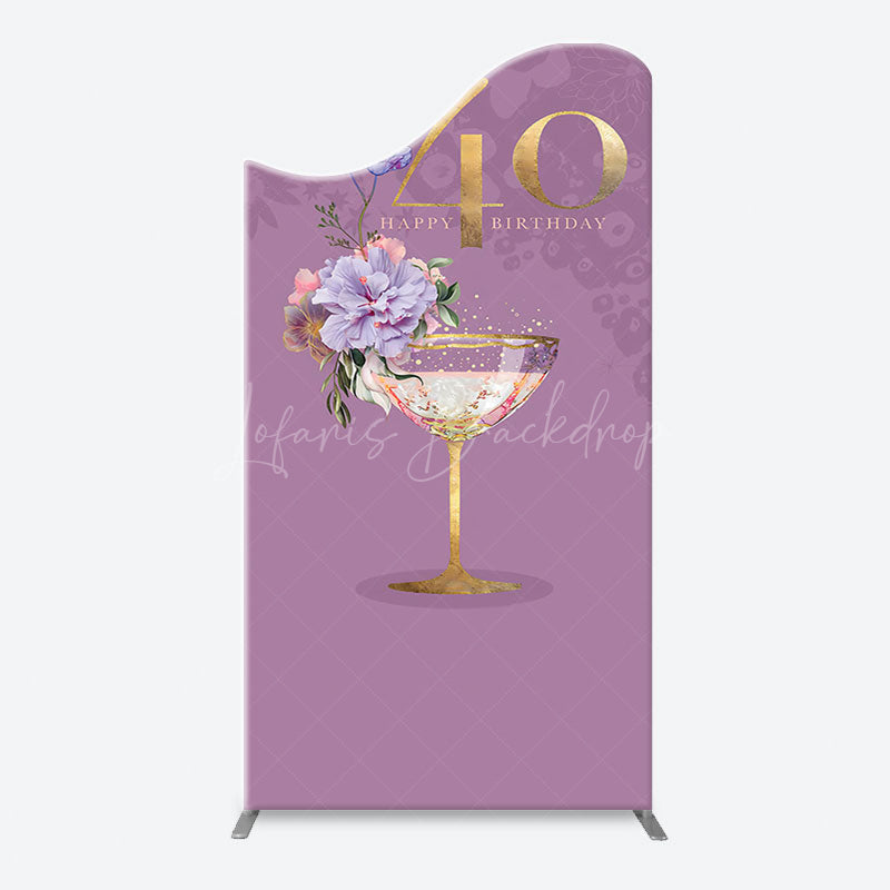 Lofaris Purple Floral Goblet Arch 40th Birthday Backdrop