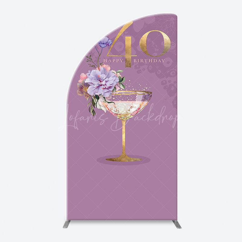 Lofaris Purple Floral Goblet Arch 40th Birthday Backdrop