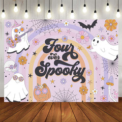 Lofaris Purple Four Spooky Halloween 4th Birthday Backdrop