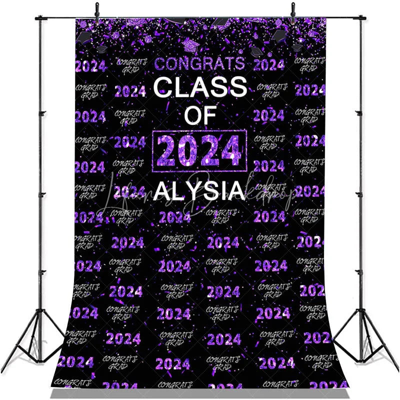 Lofaris Purple Glitter Congrsts Class Of 2022 Black Backdrops