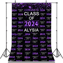 Lofaris Purple Glitter Congrsts Class Of 2022 Black Backdrops