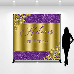 Lofaris Purple Glitter Gold Custom 40th Birthday Backdrop
