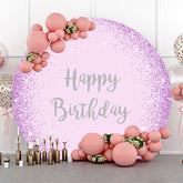 Lofaris Purple Glitter Sparkle Round Happy Birthday Backdrop