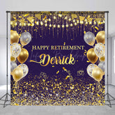 Lofaris Purple Gold Balloons Custom Name Retirement Backdrop